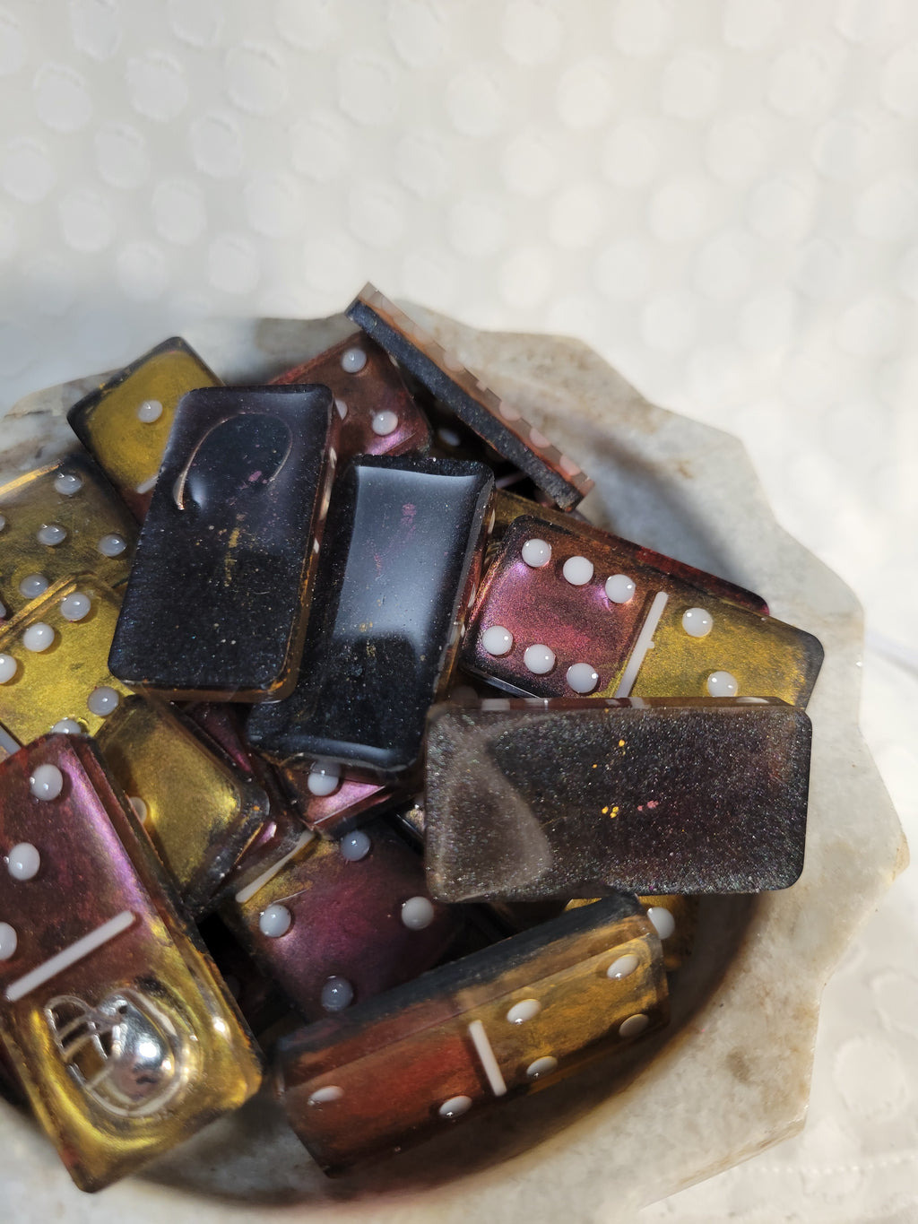 Burgundy and Gold Commanders inspired domino set; double 6's