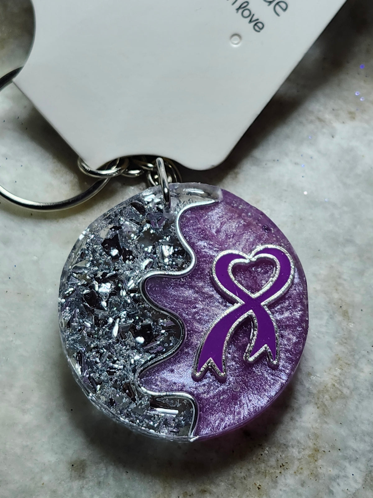 Purple ribbon handmade keychains