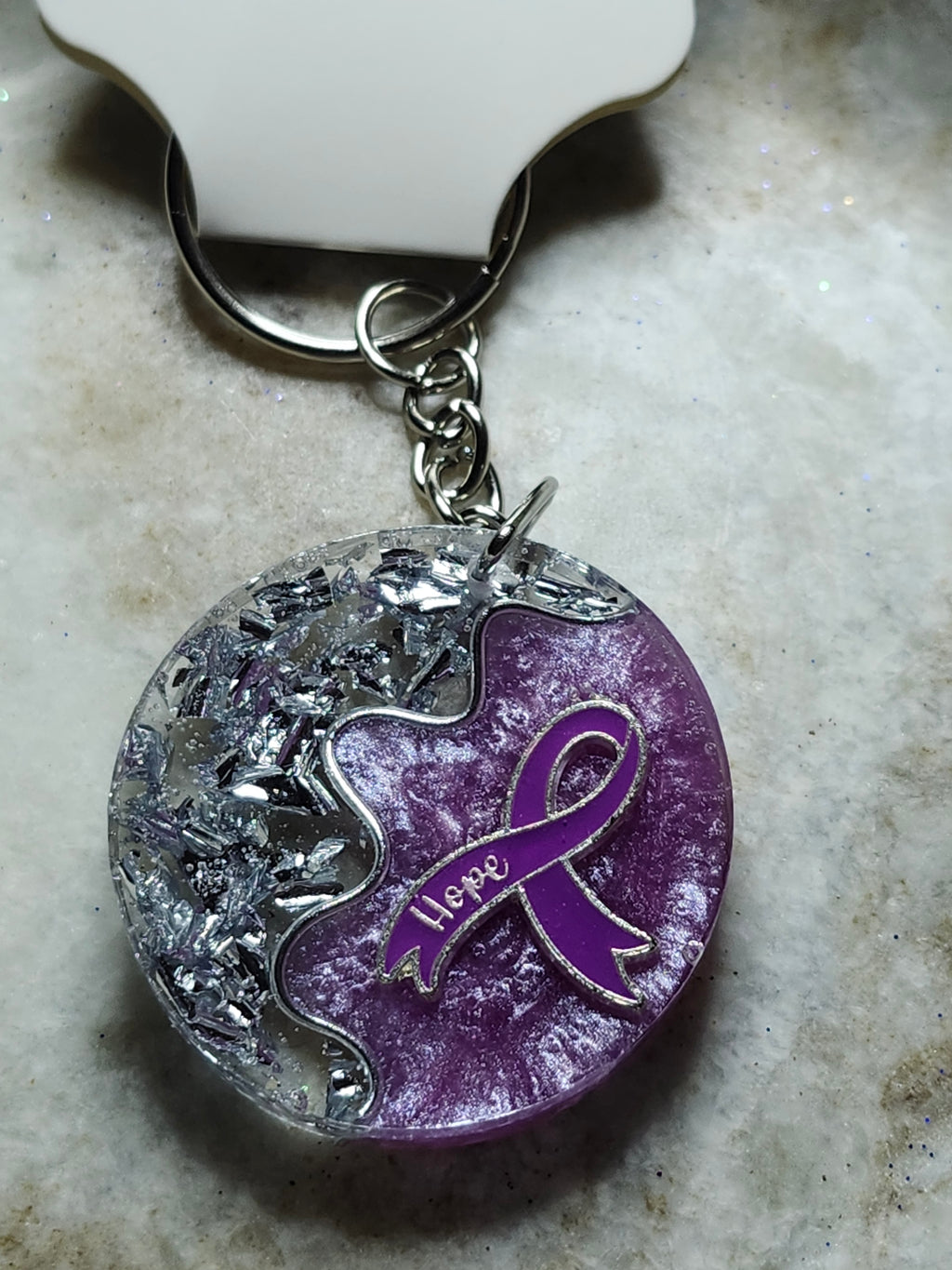 Purple ribbon handmade keychains