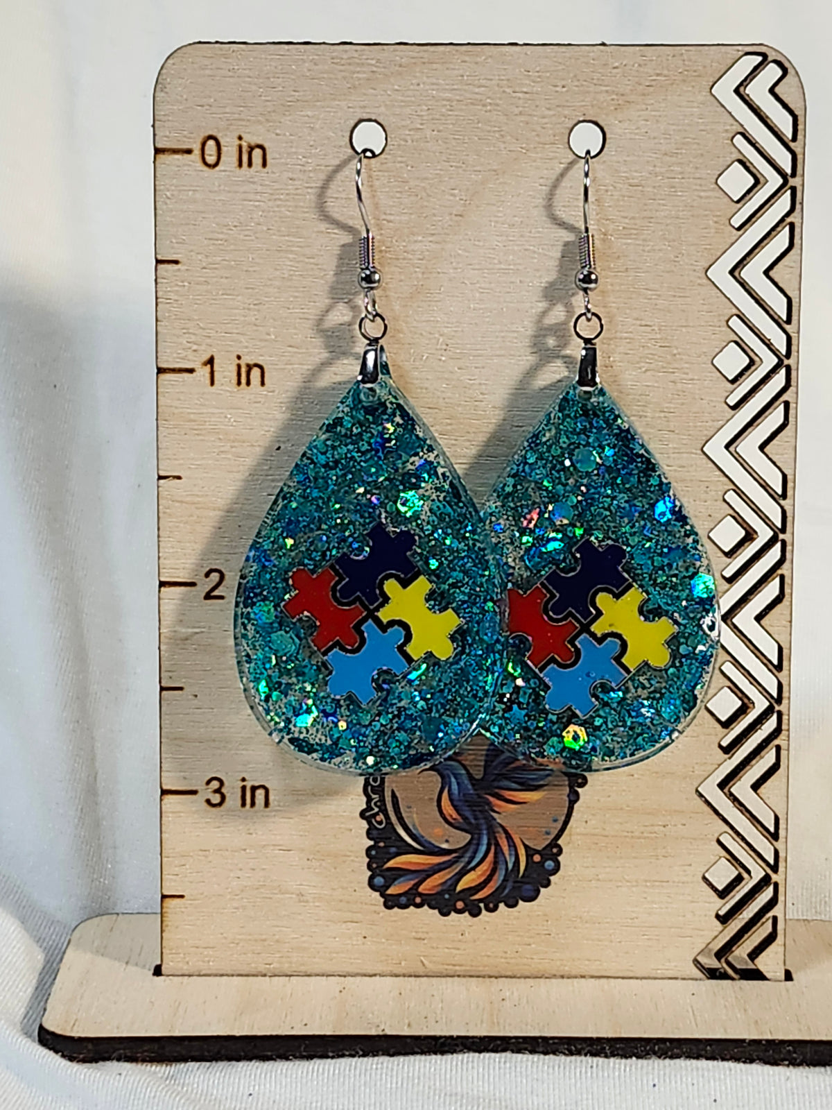 Autism inspired teardrop dangle earrings