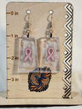 Breast Cancer Inspired Rectangle Dangle Earrings; Custom