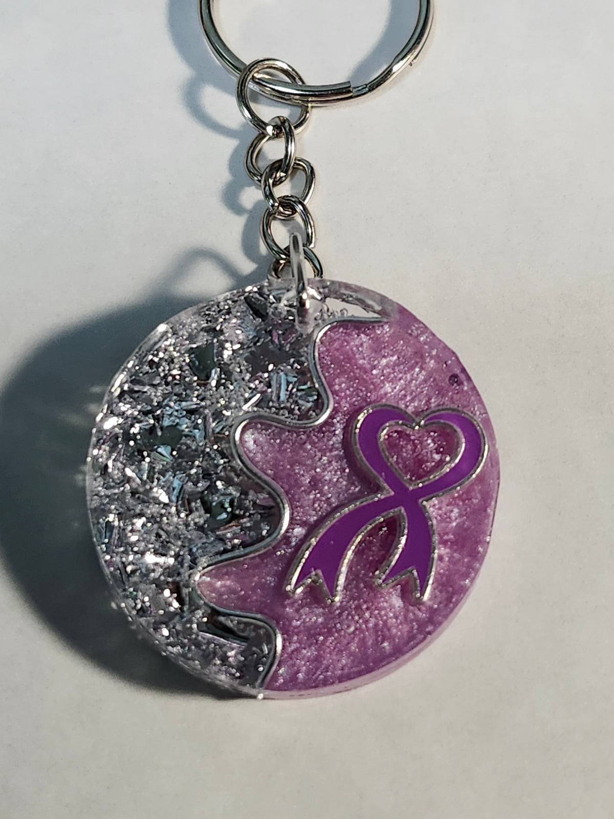 Purple ribbon handmade keychains