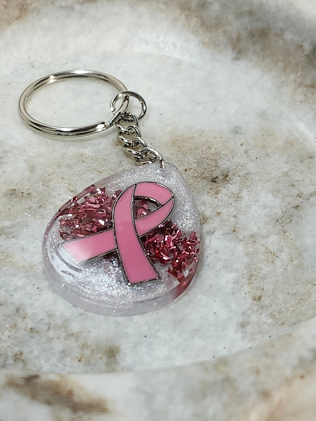 Breast Cancer Awareness Resin Keychain