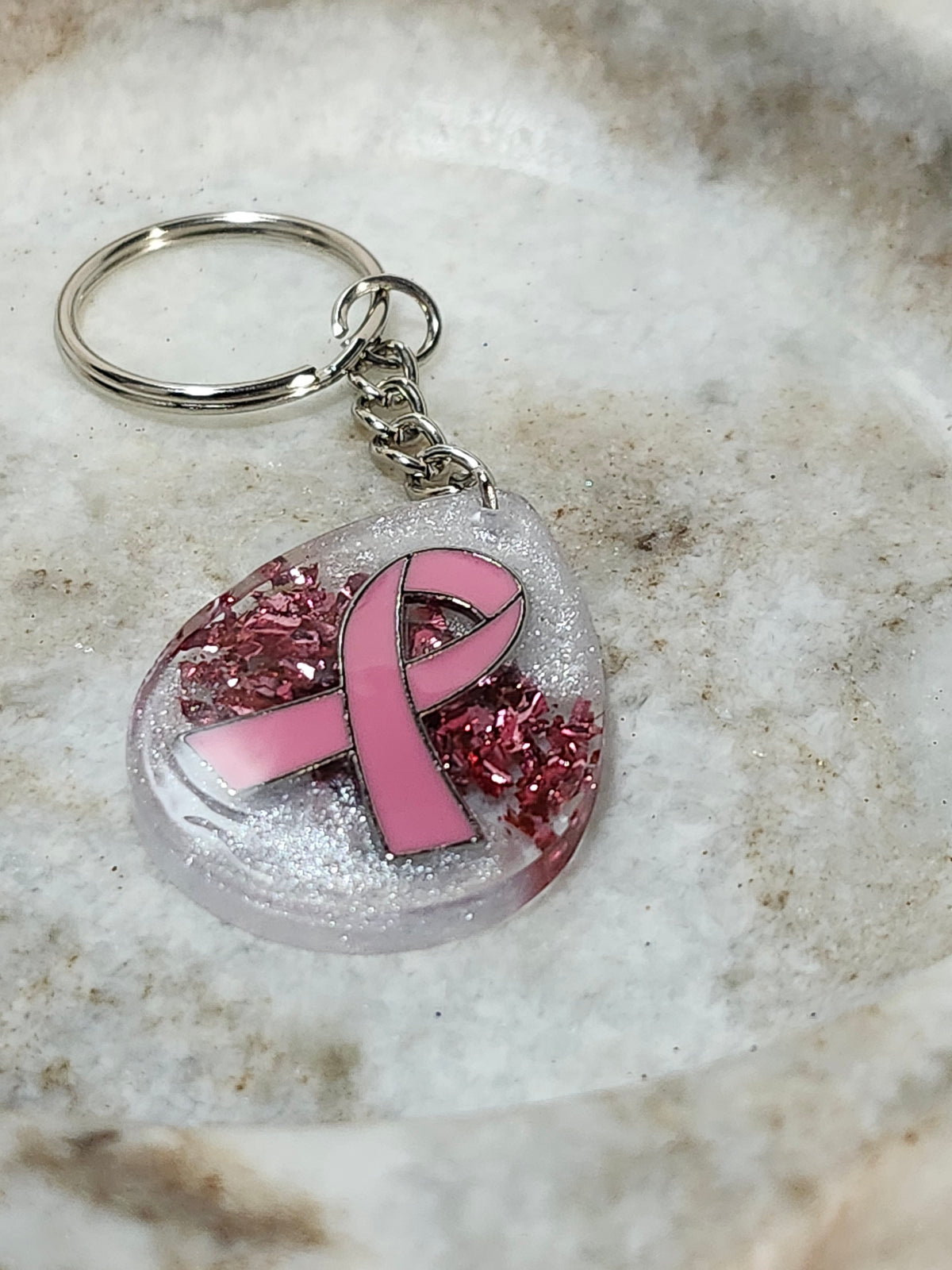 Breast Cancer Awareness Resin Keychain