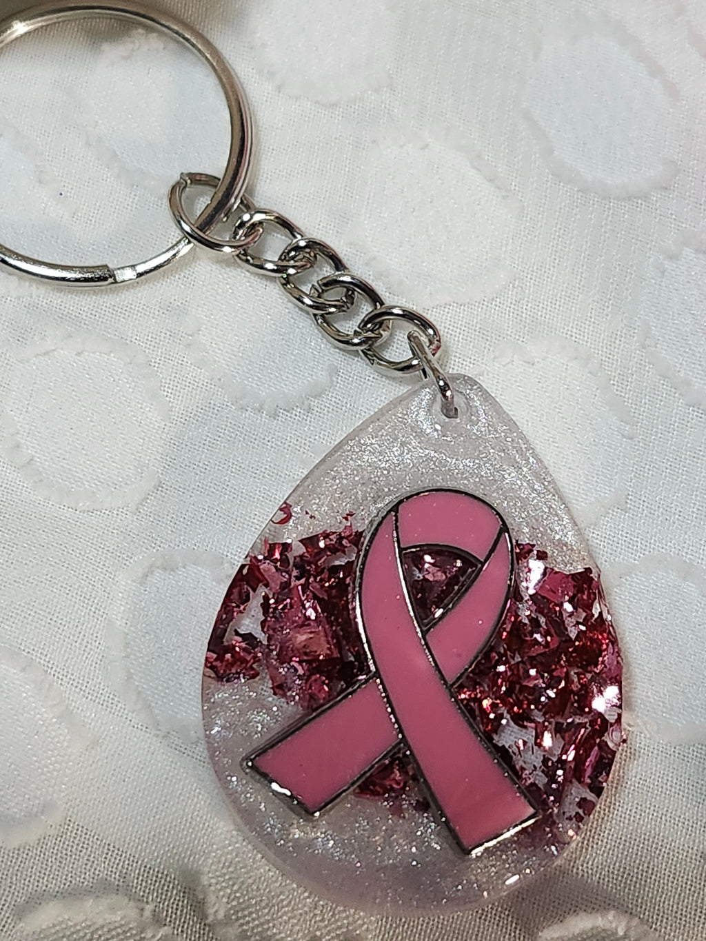 Breast Cancer Awareness Resin Keychain