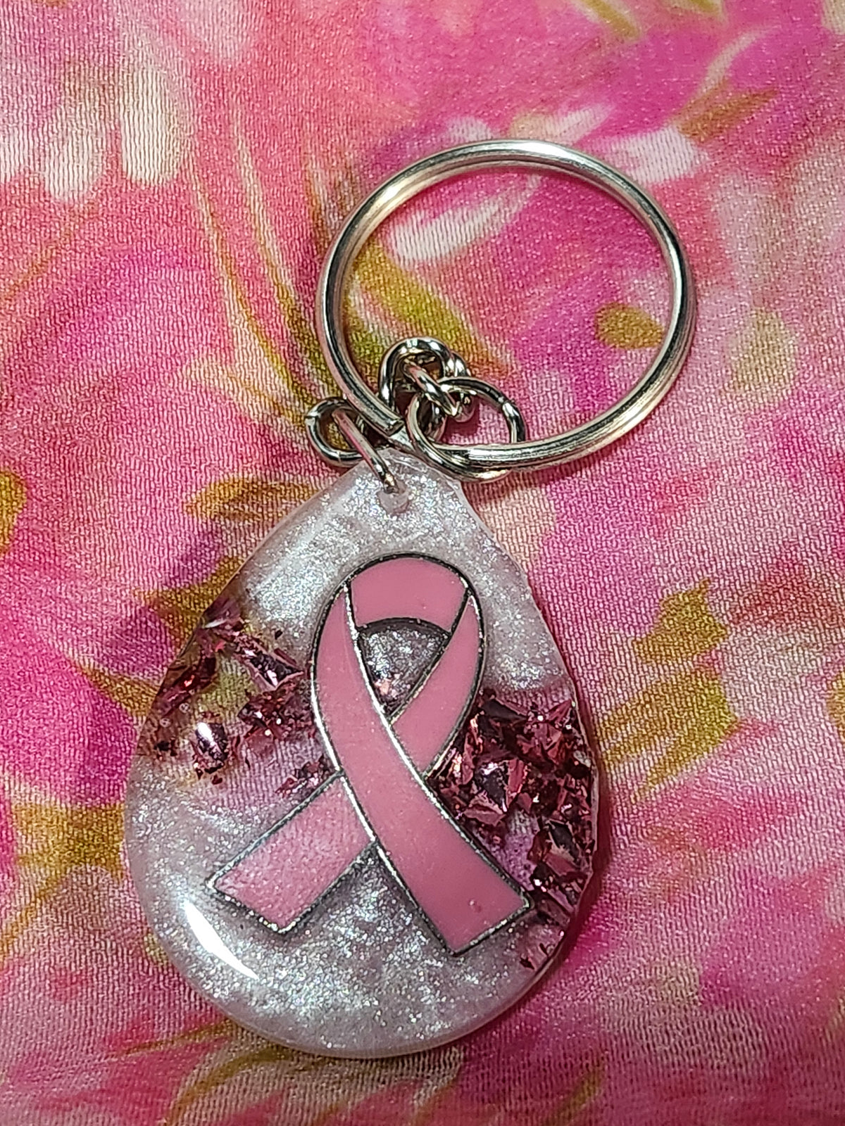 Breast Cancer Awareness Resin Keychain