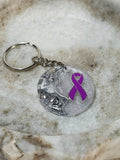 Fibromyalgia Epilepsy Lupus Inspired Purple Ribbon Keychain