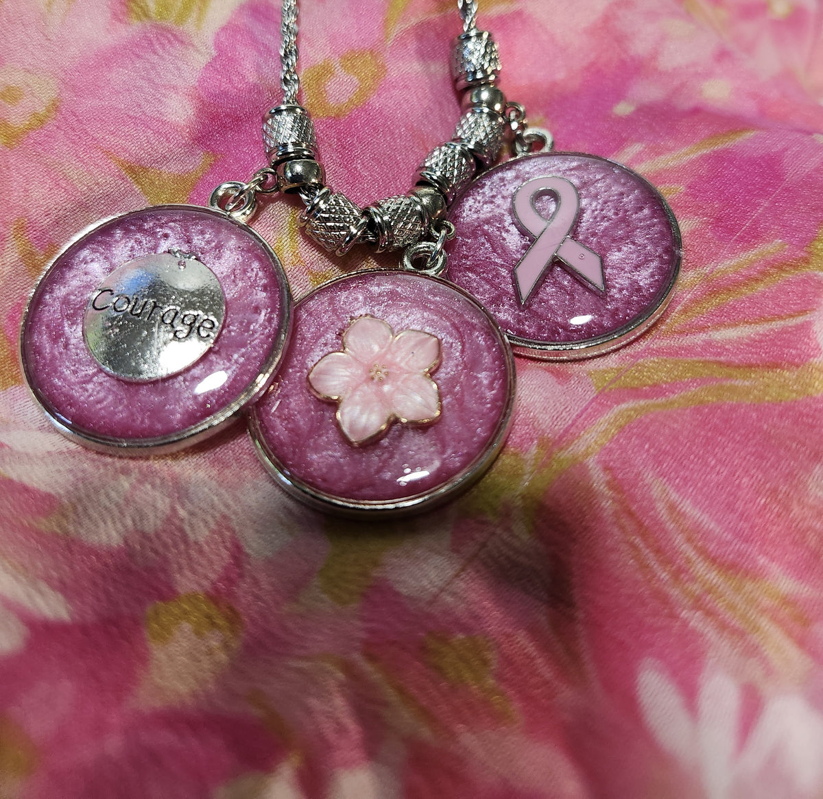 Breast cancer awareness pendant necklace