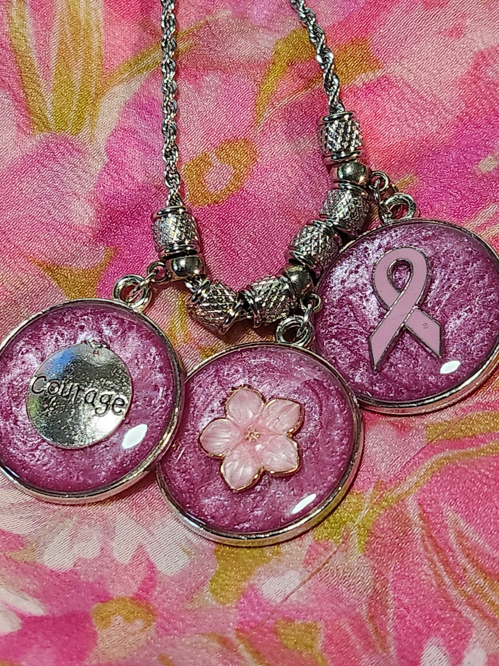Breast cancer awareness pendant necklace