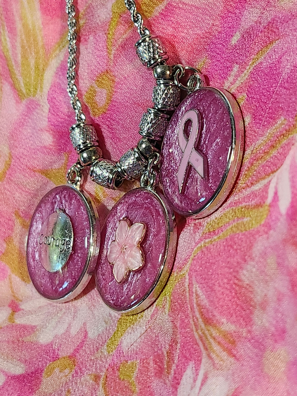 Breast cancer awareness pendant necklace