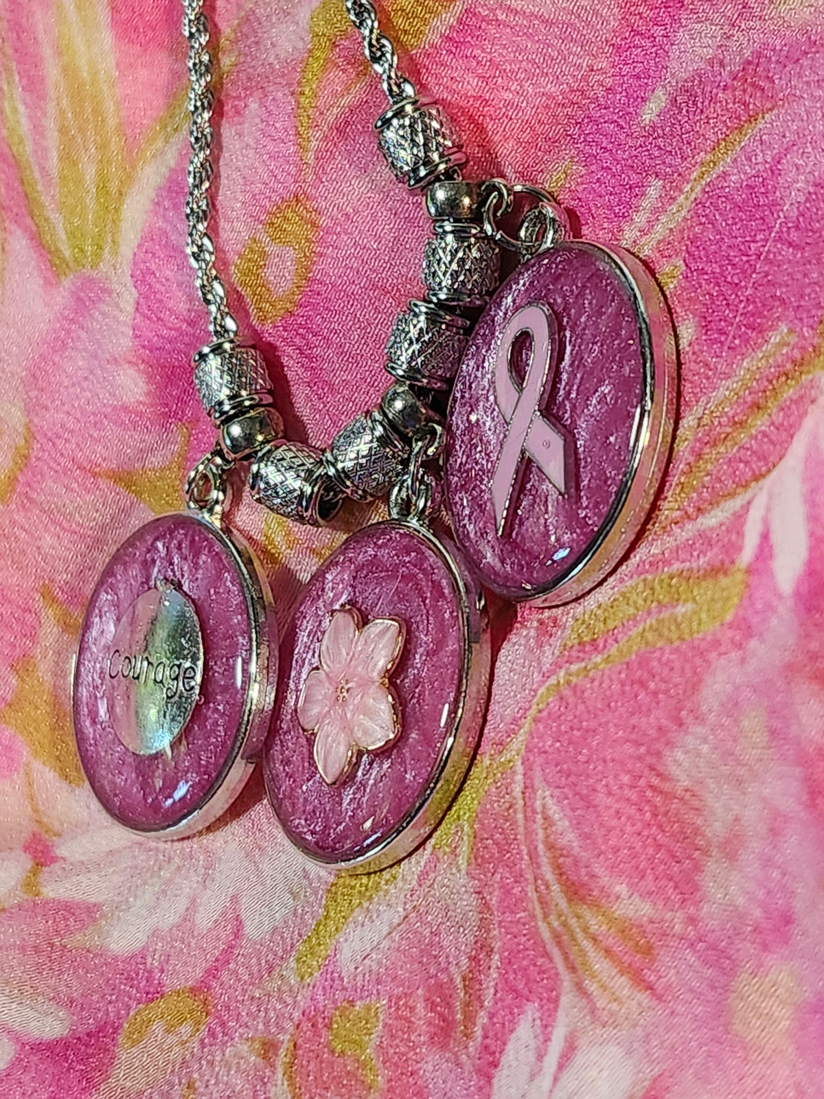 Breast cancer awareness pendant necklace