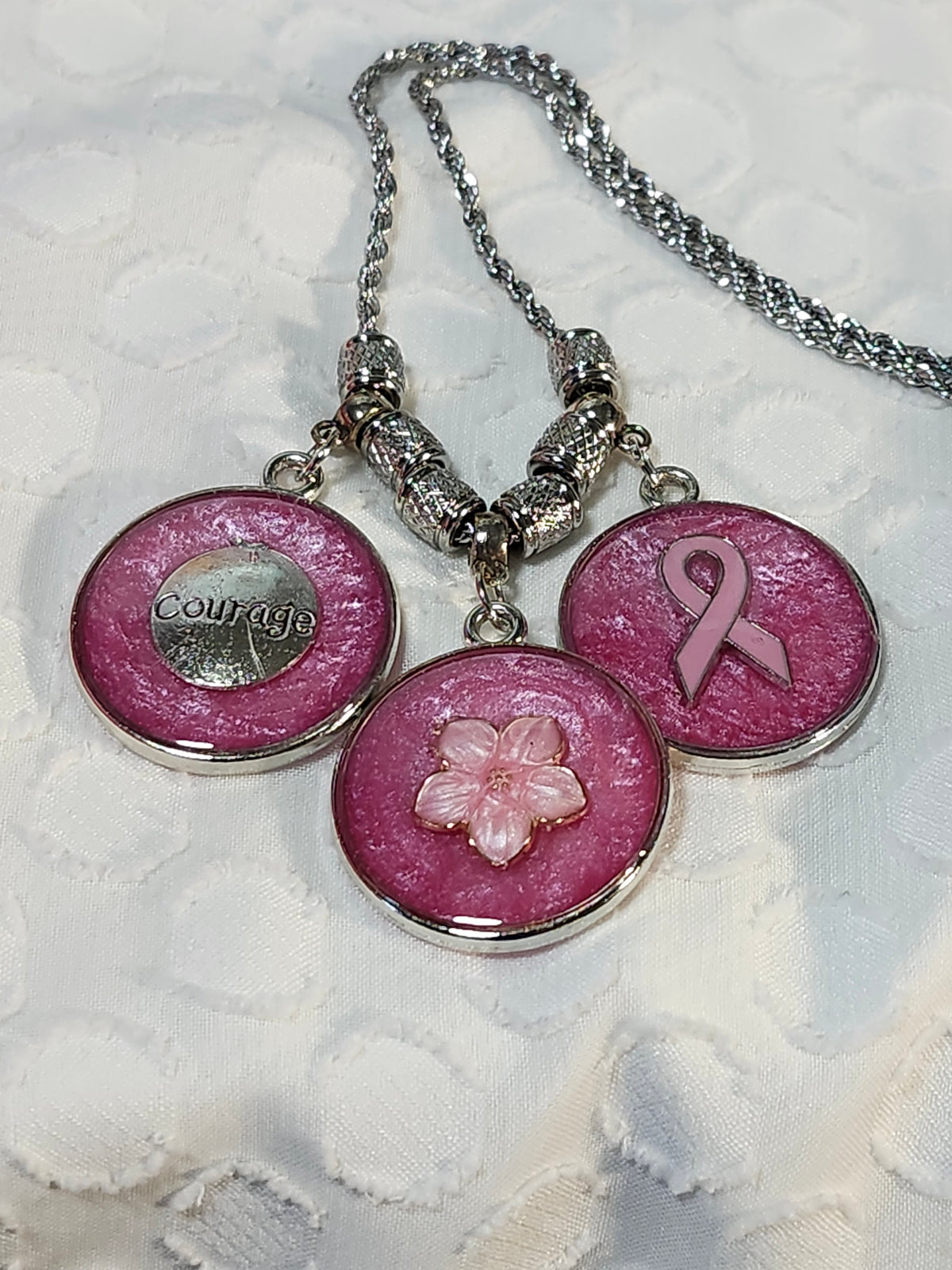 Breast cancer awareness pendant necklace