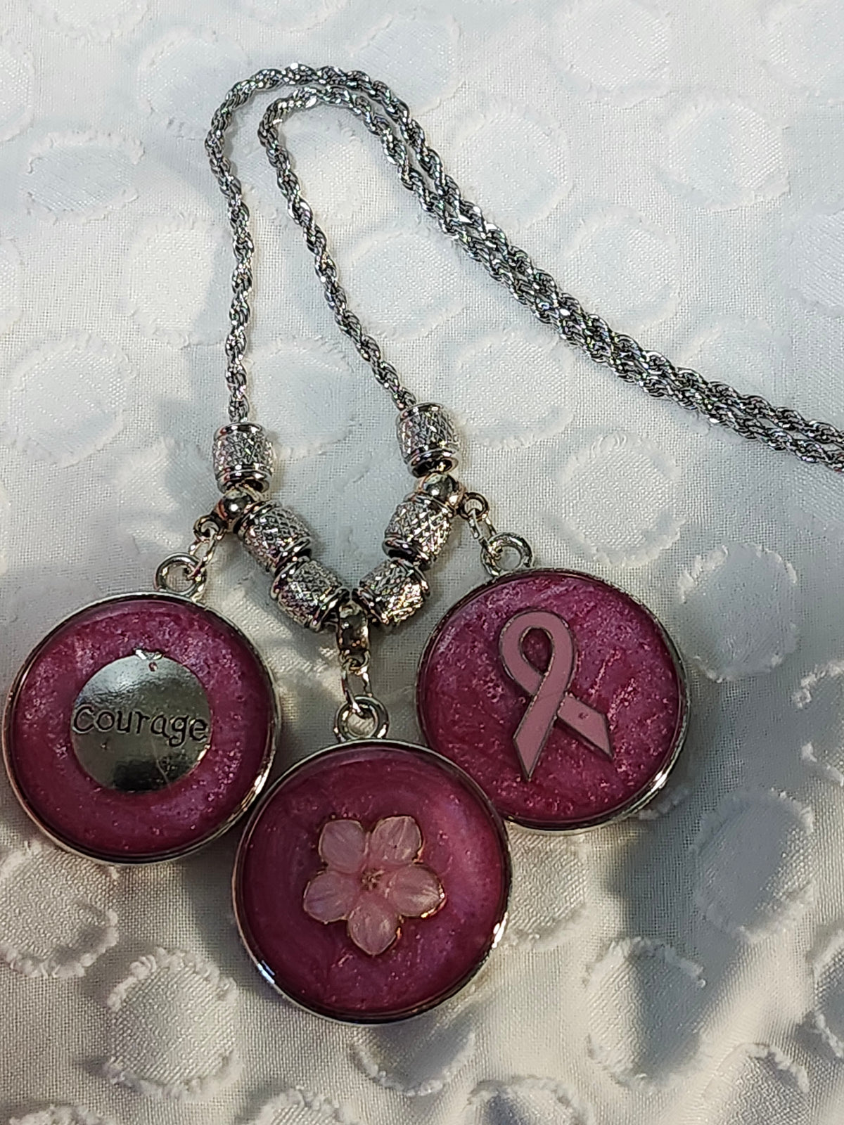 Breast cancer awareness pendant necklace