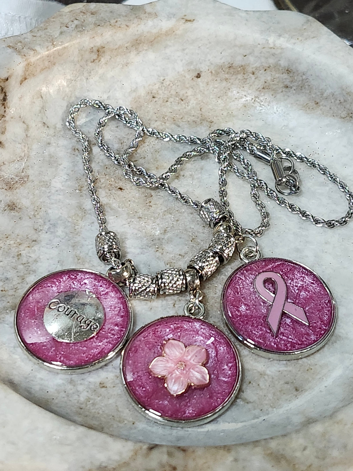 Breast cancer awareness pendant necklace