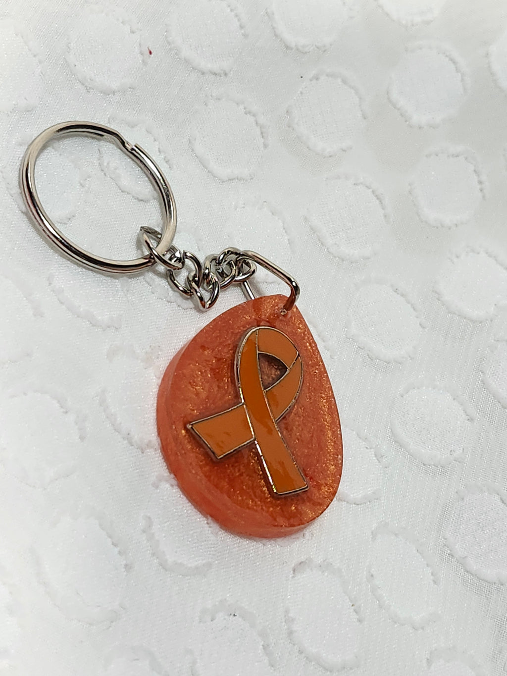Orange ribbon awareness keychain; Multiple Sclerosis