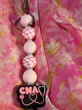 Breast Cancer Awareness Nurse and CNA bag charm, badge clip