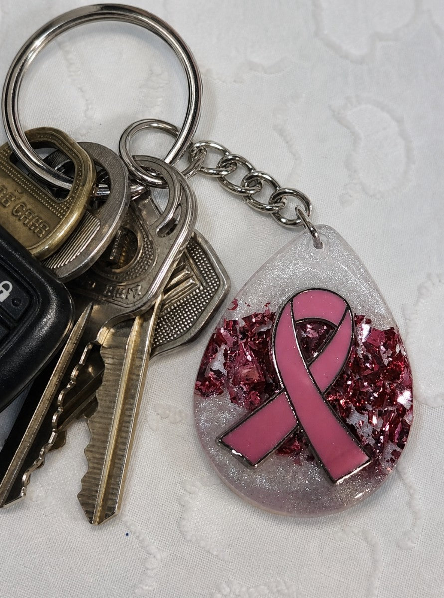 Breast Cancer Awareness Resin Keychain