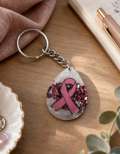 Breast Cancer Awareness Resin Keychain