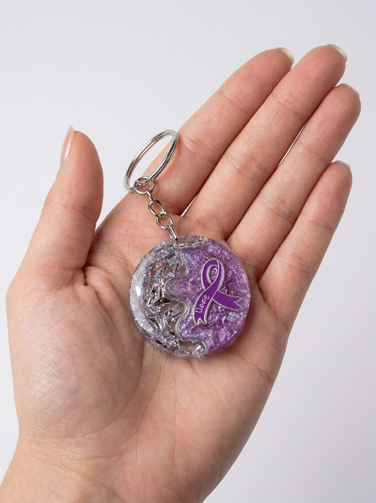 Purple ribbon handmade keychains