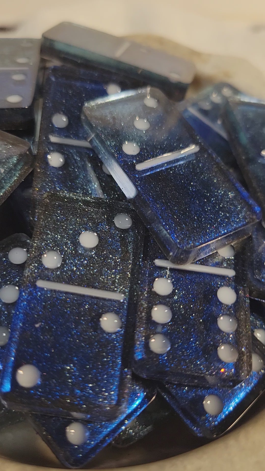 Dallas Cowboys inspired dominoes set; double 6's; Silver and blue